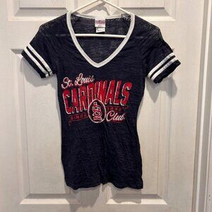 St Louis Cardinals Womens V Neck T‎ Shirt Size Medium Burnout Sheer Baseball
